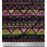 Soimoi Moss Georgette Fabric Aztec Geometric Fabric Prints by Yard 42 Inch Wide