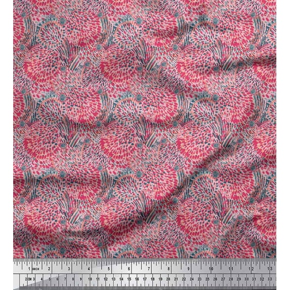 Soimoi Moss Georgette Fabric Brush Stroke Abstract Print Fabric by Yard 42 Inch Wide