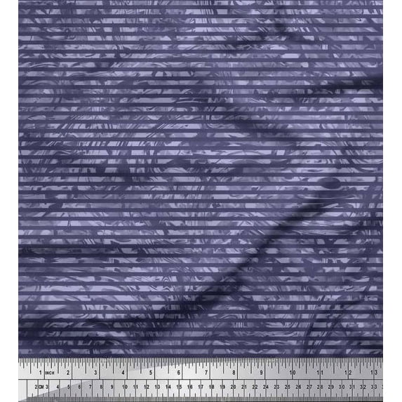 Soimoi Moss Georgette Fabric Camouflage Texture & Vertical Stripe Printed Craft Fabric by The Yard 42 Inch Wide