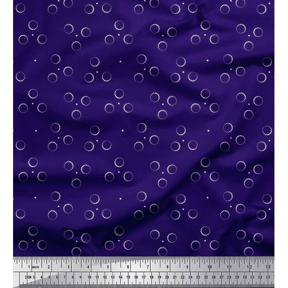 Soimoi Moss Georgette Fabric Circle & Dots Print Fabric by Yard 42 Inch Wide