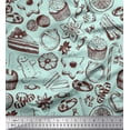 thumbnail image 1 of Soimoi Moss Georgette Fabric Cupcake,Cookies & Candies Food Print Fabric by Yard 42 Inch Wide, 1 of 1