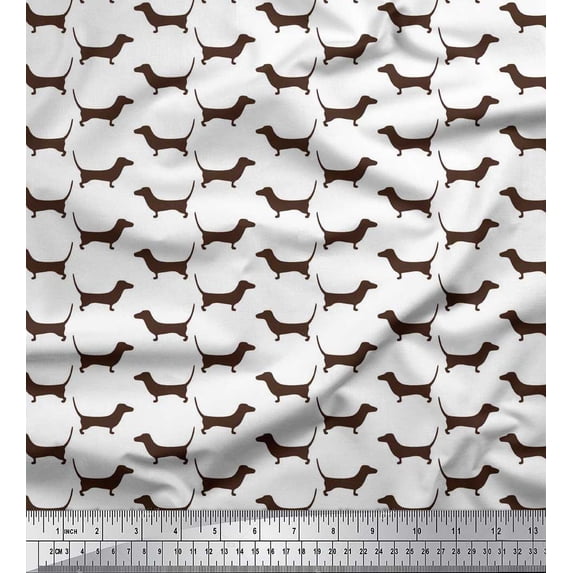 Soimoi Moss Georgette Fabric Dachshund Dog Fabric Prints by Yard 42 Inch Wide