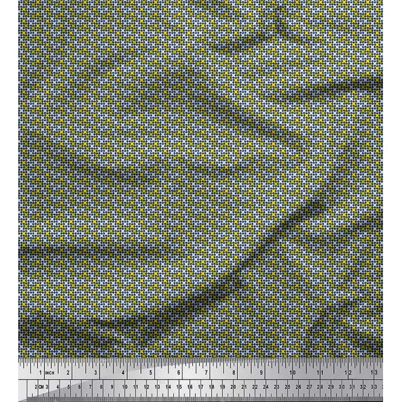Soimoi Moss Georgette Fabric Diamond & Cross Sign Shirting Print Sewing Fabric Yard 42 Inch Wide