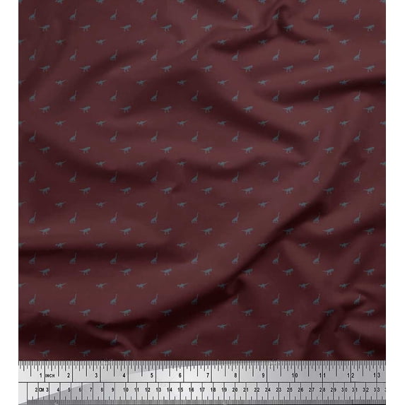 Soimoi Moss Georgette Fabric Dinosaur Shirting Print Sewing Fabric Yard 42 Inch Wide