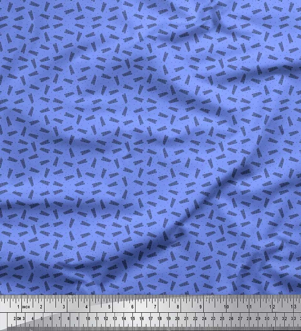 Soimoi Moss Georgette Fabric Dot & Piano Musical Instrument Print ...