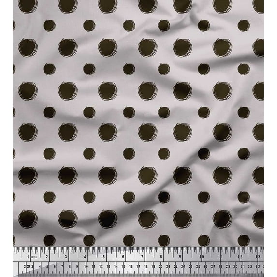 Soimoi Moss Georgette Fabric Dots Dots Print Fabric by Yard 42 Inch Wide