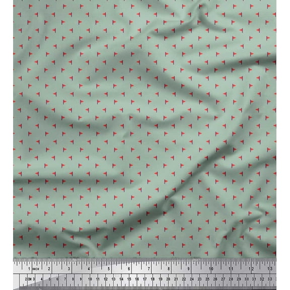 Soimoi Moss Georgette Fabric Flag Small Print Sewing Fabric Yard 42 Inch Wide