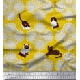 thumbnail image 1 of Soimoi Moss Georgette Fabric Floral & Cat Animal Print Sewing Fabric Yard 42 Inch Wide, 1 of 1
