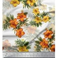thumbnail image 1 of Soimoi Moss Georgette Fabric Floral & Leaves Tropical Print Fabric by The Yard 42 Inch Wide, 1 of 1