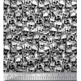 thumbnail image 1 of Soimoi Moss Georgette Fabric Horror Skull Halloween Printed Fabric 1 Yard 42 Inch Wide, 1 of 1