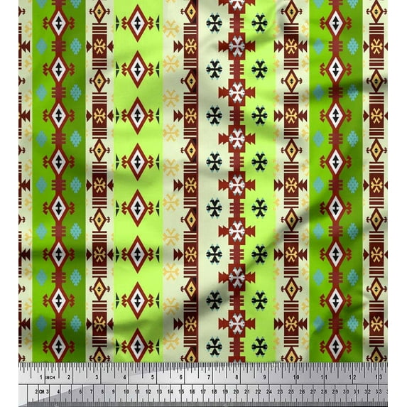 Soimoi Moss Georgette Fabric Ikat Southwestern Fabric Prints By Yard 42 Inch Wide