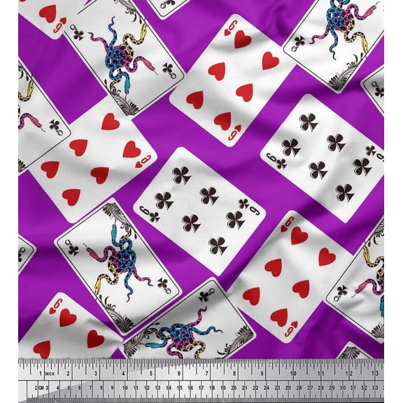 Soimoi Moss Georgette Fabric Indoor Game Poker Card Sports Printed Craft Fabric by the Yard 42 Inch Wide