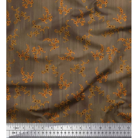 Soimoi Moss Georgette Fabric Leaves Artistic Decor Fabric Printed Yard 42 Inch Wide