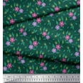 thumbnail image 1 of Soimoi Moss Georgette Fabric Leaves & Periwinkle Floral Print Fabric by Yard 42 Inch Wide, 1 of 3