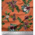 thumbnail image 1 of Soimoi Moss Georgette Fabric Leaves & Ranunculus Floral Print Fabric by Yard 42 Inch Wide, 1 of 1