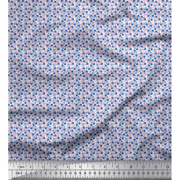 Soimoi Moss Georgette Fabric Leaves & Rose Shirting Print Fabric by Yard 42 Inch Wide