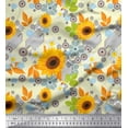 thumbnail image 1 of Soimoi Moss Georgette Fabric Leaves & Sunflower Floral Fabric Prints by Yard 42 Inch Wide, 1 of 3
