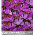 thumbnail image 1 of Soimoi Moss Georgette Fabric Men & Horse Animal Print Fabric by the Yard 42 Inch Wide, 1 of 1