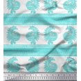 thumbnail image 1 of Soimoi Moss Georgette Fabric Peacock Block Printed Craft Fabric by The Yard 42 Inch Wide, 1 of 1