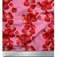 thumbnail image 1 of Soimoi Moss Georgette Fabric Raspberry,Strawberry & Cherry Fruits Printed Craft Fabric by The Yard 42 Inch Wide, 1 of 3