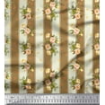 thumbnail image 1 of Soimoi Moss Georgette Fabric Stripe,Leaves & Rose Floral Printed Fabric 1 Yard 42 Inch Wide, 1 of 3