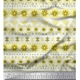 thumbnail image 1 of Soimoi Moss Georgette Fabric Stripe & Snowflake Ethnic Print Fabric by The Yard 42 Inch Wide, 1 of 1