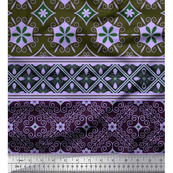 Soimoi Moss Georgette Fabric Swirls & Floral Artistic Decor Fabric Printed Yard 42 Inch Wide