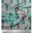 thumbnail image 1 of Soimoi Moss Georgette Fabric Texture & Sea Horse Ocean Decor Fabric Printed Yard 42 Inch Wide, 1 of 1