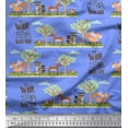thumbnail image 1 of Soimoi Moss Georgette Fabric Tree,Deer & Racoon Cartoon Printed Fabric 1 Yard 42 Inch Wide, 1 of 1