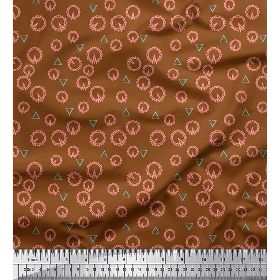 Soimoi Moss Georgette Fabric Triangle & London Eye Shirting Print Fabric by Yard 42 Inch Wide