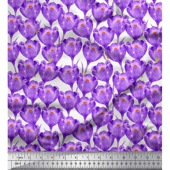 Soimoi Moss Georgette Fabric Tulip Flower Printed Fabric 1 Yard 42 Inch Wide