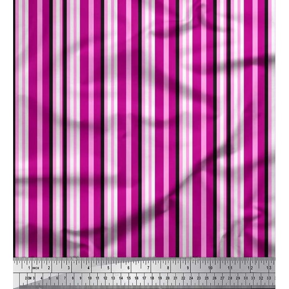 Soimoi Moss Georgette Fabric Vertical Stripe Print Sewing Fabric Yard 42 Inch Wide