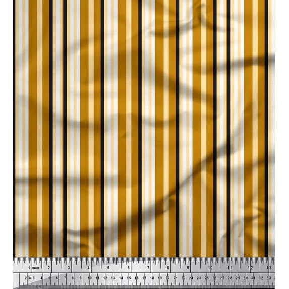 Soimoi Moss Georgette Fabric Vertical Stripe Printed Craft Fabric by The Yard 42 Inch Wide