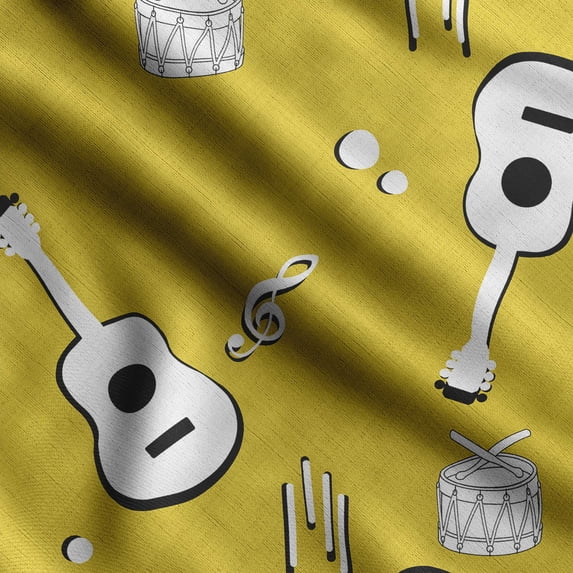 Soimoi Musical Instruments Print,Cotton Poplin, Sewing Fabric Sold by The Yard 42 Inch Wide,Sewing Craft Quilting/Quilt Making Fabric, Lime Green