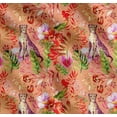 thumbnail image 1 of Soimoi Orange Cotton Cambric Fabric Leaves,Floral & Leopard Jungle Fabric Prints by Yard 42 Inch Wide, 1 of 7