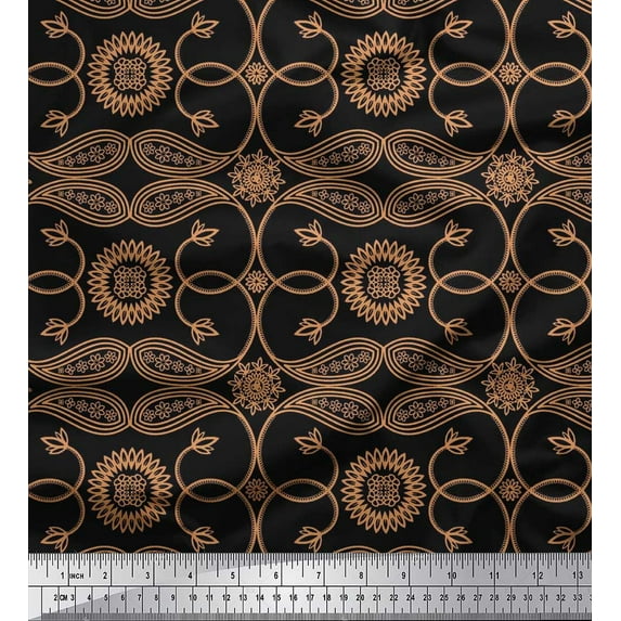 Soimoi Orange Cotton Cambric Fabric Paisleys Paisley Fabric Prints By Yard 58 Inch Wide