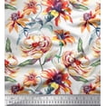 thumbnail image 1 of Soimoi Orange Cotton Duck Fabric Leaves & Floral Print Fabric by Yard 56 Inch Wide, 1 of 1