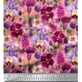 thumbnail image 1 of Soimoi Orange Cotton Duck Fabric Pink & Purple Floral Watercolor Print Fabric by The Yard 56 Inch Wide, 1 of 1