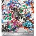thumbnail image 1 of Soimoi Orange Cotton Jersey Fabric Leaves,Floral & Face Animal Print Fabric by Yard 58 Inch Wide, 1 of 1