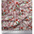 thumbnail image 1 of Soimoi Orange Cotton Voile Fabric Feather & American Robin Bird Printed Fabric 1 Yard 42 Inch Wide, 1 of 1