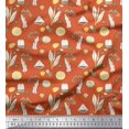 thumbnail image 1 of Soimoi Orange Crepe Silk Fabric Tea Bag,Herbs & Lemon Slice Vegetable Fabric Prints By Yard 42 Inch Wide, 1 of 1