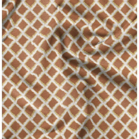 Soimoi Orange Fabric - By the Yard - 42 Inch Wide - Diamond Grid Geometric Material - Elegant and Minimalist Patterns for Various Uses Printed Fabric