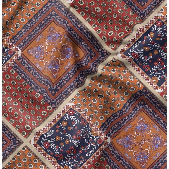 Soimoi Orange Fabric - By the Yard - 56 Inch Wide - Geometric Floral Textile - Contemporary and Stylish Designs for Fashion and Crafts Printed Fabric