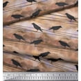 thumbnail image 1 of Soimoi Orange Georgette Viscose Fabric Crow Bird Printed Craft Fabric by the Yard 44 Inch Wide, 1 of 3