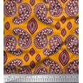 thumbnail image 1 of Soimoi Orange Georgette Viscose Fabric Maroon Paisley Printed Craft Fabric by the Yard 42 Inch Wide, 1 of 1