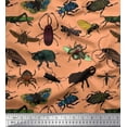 thumbnail image 1 of Soimoi Orange Poly Georgette Fabric Beetle & Honey Bee Insects Printed Fabric 1 Yard 42 Inch Wide, 1 of 1
