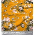 thumbnail image 1 of Soimoi Orange Poly Georgette Fabric Leaves & Rose Floral Print Sewing Fabric Yard 42 Inch Wide, 1 of 3