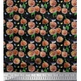 thumbnail image 1 of Soimoi Orange Rayon Fabric American Robin,Insect & Flower Print Sewing Fabric BTY 42 Inch Wide, 1 of 1