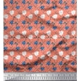 thumbnail image 1 of Soimoi Orange Rayon Fabric Swirl & Daisy Floral Print Fabric by Yard 56 Inch Wide, 1 of 1