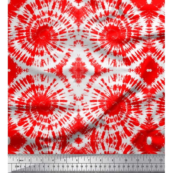 Soimoi Orange Rayon Fabric Swirl Tie-Dye Decor Fabric Printed Yard 58 Inch Wide